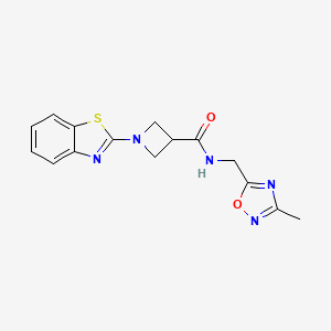 molecular formula C15H15N5O2S B6494747 1-(1,3-benzothiazol-2-yl)-N-[(3-methyl-1,2,4-oxadiazol-5-yl)methyl]azetidine-3-carboxamide CAS No. 1334370-94-3