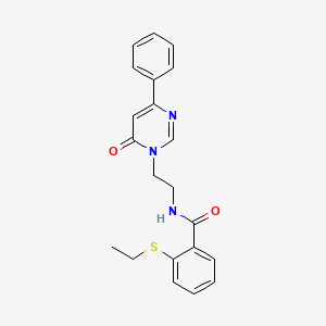 molecular formula C21H21N3O2S B6494768 2-(ethylsulfanyl)-N-[2-(6-oxo-4-phenyl-1,6-dihydropyrimidin-1-yl)ethyl]benzamide CAS No. 1334375-83-5