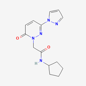 molecular formula C14H17N5O2 B6494773 N-cyclopentyl-2-[6-oxo-3-(1H-pyrazol-1-yl)-1,6-dihydropyridazin-1-yl]acetamide CAS No. 1334375-61-9