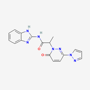 molecular formula C17H15N7O2 B6494789 N-(1H-1,3-benzodiazol-2-yl)-2-[6-oxo-3-(1H-pyrazol-1-yl)-1,6-dihydropyridazin-1-yl]propanamide CAS No. 1334370-24-9