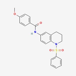 molecular formula C23H22N2O4S B6494815 N-[1-(benzenesulfonyl)-1,2,3,4-tetrahydroquinolin-6-yl]-4-methoxybenzamide CAS No. 941915-98-6