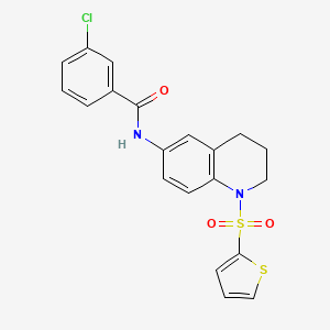 molecular formula C20H17ClN2O3S2 B6494816 3-chloro-N-[1-(thiophene-2-sulfonyl)-1,2,3,4-tetrahydroquinolin-6-yl]benzamide CAS No. 941929-69-7
