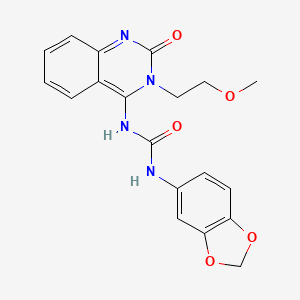 molecular formula C19H18N4O5 B6494833 3-(2H-1,3-benzodioxol-5-yl)-1-[(4E)-3-(2-methoxyethyl)-2-oxo-1,2,3,4-tetrahydroquinazolin-4-ylidene]urea CAS No. 899973-06-9