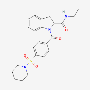 molecular formula C23H27N3O4S B6494849 N-ethyl-1-[4-(piperidine-1-sulfonyl)benzoyl]-2,3-dihydro-1H-indole-2-carboxamide CAS No. 1103515-53-2