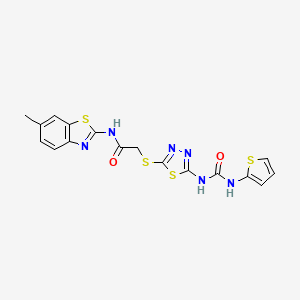 molecular formula C17H14N6O2S4 B6494860 N-(6-methyl-1,3-benzothiazol-2-yl)-2-[(5-{[(thiophen-2-yl)carbamoyl]amino}-1,3,4-thiadiazol-2-yl)sulfanyl]acetamide CAS No. 1323359-26-7