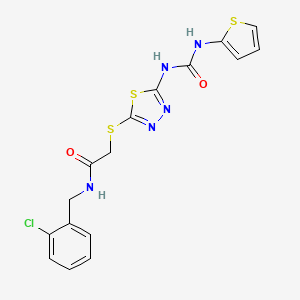 molecular formula C16H14ClN5O2S3 B6494868 N-[(2-chlorophenyl)methyl]-2-[(5-{[(thiophen-2-yl)carbamoyl]amino}-1,3,4-thiadiazol-2-yl)sulfanyl]acetamide CAS No. 1327608-09-2