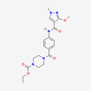 molecular formula C20H25N5O5 B6494888 ethyl 4-[4-(3-methoxy-1-methyl-1H-pyrazole-4-amido)benzoyl]piperazine-1-carboxylate CAS No. 1351611-25-0