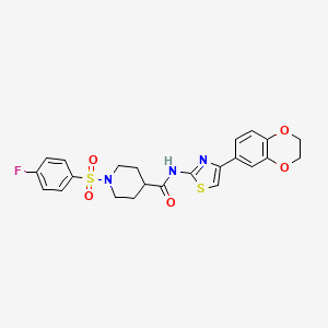 molecular formula C23H22FN3O5S2 B6494914 N-[4-(2,3-dihydro-1,4-benzodioxin-6-yl)-1,3-thiazol-2-yl]-1-(4-fluorobenzenesulfonyl)piperidine-4-carboxamide CAS No. 923416-40-4