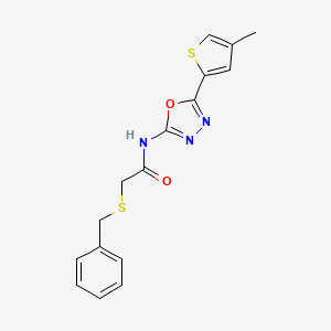 molecular formula C16H15N3O2S2 B6494922 2-(benzylsulfanyl)-N-[5-(4-methylthiophen-2-yl)-1,3,4-oxadiazol-2-yl]acetamide CAS No. 1351609-99-8