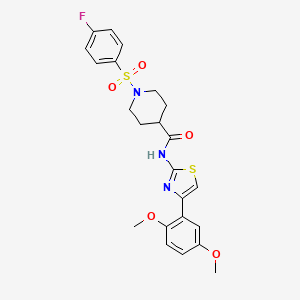 molecular formula C23H24FN3O5S2 B6494932 N-[4-(2,5-dimethoxyphenyl)-1,3-thiazol-2-yl]-1-(4-fluorobenzenesulfonyl)piperidine-4-carboxamide CAS No. 923508-68-3
