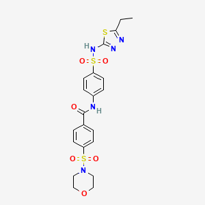 molecular formula C21H23N5O6S3 B6494976 N-{4-[(5-ethyl-1,3,4-thiadiazol-2-yl)sulfamoyl]phenyl}-4-(morpholine-4-sulfonyl)benzamide CAS No. 356570-13-3