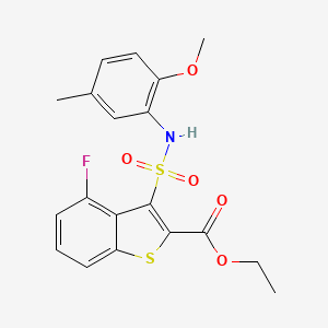 molecular formula C19H18FNO5S2 B6495044 ethyl 4-fluoro-3-[(2-methoxy-5-methylphenyl)sulfamoyl]-1-benzothiophene-2-carboxylate CAS No. 900013-08-3