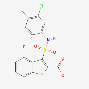 molecular formula C17H13ClFNO4S2 B6495052 methyl 3-[(3-chloro-4-methylphenyl)sulfamoyl]-4-fluoro-1-benzothiophene-2-carboxylate CAS No. 932354-37-5