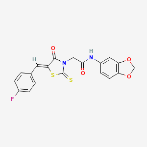 N-(2H-1,3-benzodioxol-5-yl)-2-[(5Z)-5-[(4-fluorophenyl)methylidene]-4-oxo-2-sulfanylidene-1,3-thiazolidin-3-yl]acetamide