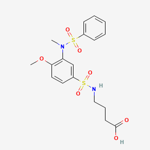 molecular formula C18H22N2O7S2 B6495072 4-[4-methoxy-3-(N-methylbenzenesulfonamido)benzenesulfonamido]butanoic acid CAS No. 900137-27-1