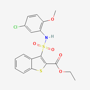 molecular formula C18H16ClNO5S2 B6495127 ethyl 3-[(5-chloro-2-methoxyphenyl)sulfamoyl]-1-benzothiophene-2-carboxylate CAS No. 932520-23-5