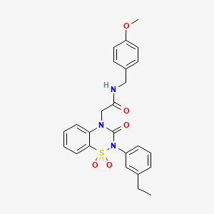 molecular formula C25H25N3O5S B6495139 2-[2-(3-ethylphenyl)-1,1,3-trioxo-3,4-dihydro-2H-1lambda6,2,4-benzothiadiazin-4-yl]-N-[(4-methoxyphenyl)methyl]acetamide CAS No. 941924-08-9