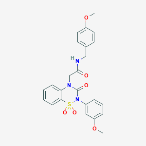 molecular formula C24H23N3O6S B6495146 2-[2-(3-methoxyphenyl)-1,1,3-trioxo-3,4-dihydro-2H-1lambda6,2,4-benzothiadiazin-4-yl]-N-[(4-methoxyphenyl)methyl]acetamide CAS No. 941950-65-8