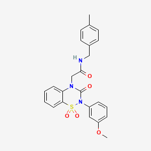 2-[2-(3-methoxyphenyl)-1,1,3-trioxo-3,4-dihydro-2H-1lambda6,2,4-benzothiadiazin-4-yl]-N-[(4-methylphenyl)methyl]acetamide