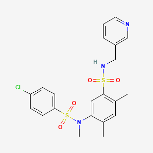 molecular formula C21H22ClN3O4S2 B6495164 2,4-dimethyl-5-(N-methyl4-chlorobenzenesulfonamido)-N-[(pyridin-3-yl)methyl]benzene-1-sulfonamide CAS No. 941924-52-3