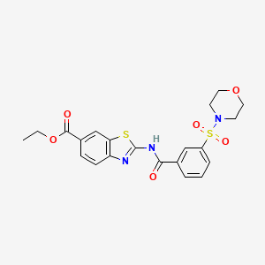 molecular formula C21H21N3O6S2 B6495199 ethyl 2-[3-(morpholine-4-sulfonyl)benzamido]-1,3-benzothiazole-6-carboxylate CAS No. 941905-61-9