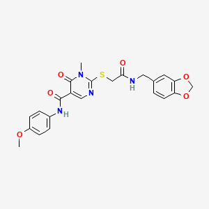 molecular formula C23H22N4O6S B6495253 2-[({[(2H-1,3-benzodioxol-5-yl)methyl]carbamoyl}methyl)sulfanyl]-N-(4-methoxyphenyl)-1-methyl-6-oxo-1,6-dihydropyrimidine-5-carboxamide CAS No. 894045-32-0