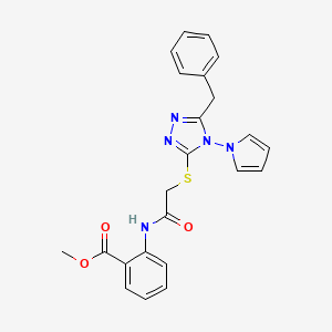 molecular formula C23H21N5O3S B6495260 methyl 2-(2-{[5-benzyl-4-(1H-pyrrol-1-yl)-4H-1,2,4-triazol-3-yl]sulfanyl}acetamido)benzoate CAS No. 896304-29-3