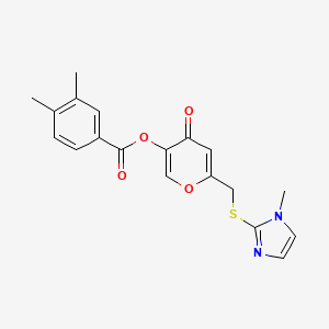 molecular formula C19H18N2O4S B6495267 6-{[(1-methyl-1H-imidazol-2-yl)sulfanyl]methyl}-4-oxo-4H-pyran-3-yl 3,4-dimethylbenzoate CAS No. 896307-25-8