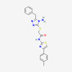 molecular formula C21H20N6OS2 B6495290 2-[(4-amino-5-benzyl-4H-1,2,4-triazol-3-yl)sulfanyl]-N-[4-(4-methylphenyl)-1,3-thiazol-2-yl]acetamide CAS No. 898624-71-0