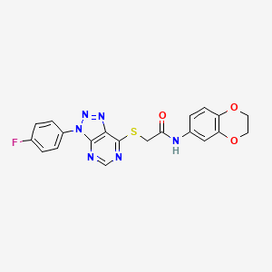 molecular formula C20H15FN6O3S B6495323 N-(2,3-dihydro-1,4-benzodioxin-6-yl)-2-{[3-(4-fluorophenyl)-3H-[1,2,3]triazolo[4,5-d]pyrimidin-7-yl]sulfanyl}acetamide CAS No. 863460-14-4