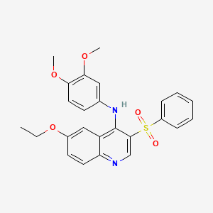 molecular formula C25H24N2O5S B6495330 3-(benzenesulfonyl)-N-(3,4-dimethoxyphenyl)-6-ethoxyquinolin-4-amine CAS No. 895647-48-0