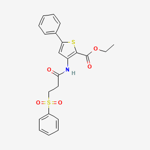 molecular formula C22H21NO5S2 B6495338 ethyl 3-[3-(benzenesulfonyl)propanamido]-5-phenylthiophene-2-carboxylate CAS No. 868676-35-1