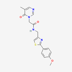 molecular formula C18H18N4O3S B6495344 N-{[2-(4-methoxyphenyl)-1,3-thiazol-4-yl]methyl}-2-(5-methyl-6-oxo-1,6-dihydropyrimidin-1-yl)acetamide CAS No. 1351650-39-9