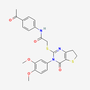 molecular formula C24H23N3O5S2 B6495369 N-(4-acetylphenyl)-2-{[3-(3,4-dimethoxyphenyl)-4-oxo-3H,4H,6H,7H-thieno[3,2-d]pyrimidin-2-yl]sulfanyl}acetamide CAS No. 877655-96-4