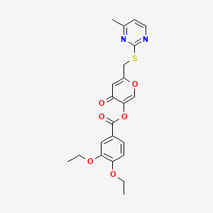 6-{[(4-methylpyrimidin-2-yl)sulfanyl]methyl}-4-oxo-4H-pyran-3-yl 3,4-diethoxybenzoate