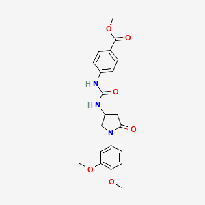molecular formula C21H23N3O6 B6495386 methyl 4-({[1-(3,4-dimethoxyphenyl)-5-oxopyrrolidin-3-yl]carbamoyl}amino)benzoate CAS No. 877641-61-7