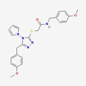 molecular formula C24H25N5O3S B6495391 N-[(4-methoxyphenyl)methyl]-2-({5-[(4-methoxyphenyl)methyl]-4-(1H-pyrrol-1-yl)-4H-1,2,4-triazol-3-yl}sulfanyl)acetamide CAS No. 896307-47-4
