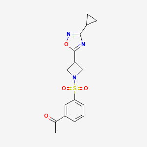 molecular formula C16H17N3O4S B6495395 1-(3-{[3-(3-cyclopropyl-1,2,4-oxadiazol-5-yl)azetidin-1-yl]sulfonyl}phenyl)ethan-1-one CAS No. 1351631-64-5