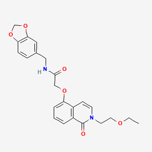 molecular formula C23H24N2O6 B6495407 N-[(2H-1,3-benzodioxol-5-yl)methyl]-2-{[2-(2-ethoxyethyl)-1-oxo-1,2-dihydroisoquinolin-5-yl]oxy}acetamide CAS No. 898431-41-9