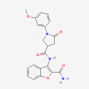 molecular formula C21H19N3O5 B6495412 N-(2-carbamoyl-1-benzofuran-3-yl)-1-(3-methoxyphenyl)-5-oxopyrrolidine-3-carboxamide CAS No. 886949-89-9