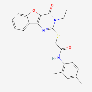 molecular formula C22H21N3O3S B6495455 N-(2,4-dimethylphenyl)-2-({5-ethyl-6-oxo-8-oxa-3,5-diazatricyclo[7.4.0.0^{2,7}]trideca-1(9),2(7),3,10,12-pentaen-4-yl}sulfanyl)acetamide CAS No. 899962-22-2
