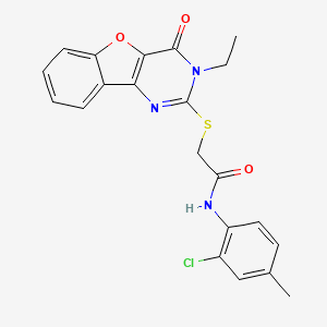 N-(2-chloro-4-methylphenyl)-2-({5-ethyl-6-oxo-8-oxa-3,5-diazatricyclo[7.4.0.0^{2,7}]trideca-1(9),2(7),3,10,12-pentaen-4-yl}sulfanyl)acetamide