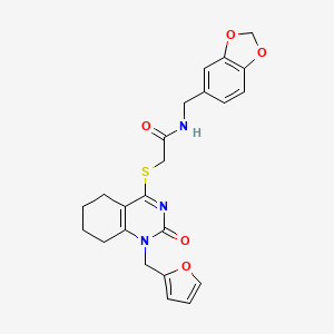 N-[(2H-1,3-benzodioxol-5-yl)methyl]-2-({1-[(furan-2-yl)methyl]-2-oxo-1,2,5,6,7,8-hexahydroquinazolin-4-yl}sulfanyl)acetamide