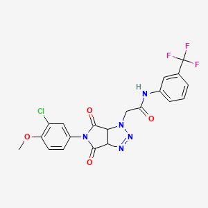 molecular formula C20H15ClF3N5O4 B6495495 2-[5-(3-chloro-4-methoxyphenyl)-4,6-dioxo-1H,3aH,4H,5H,6H,6aH-pyrrolo[3,4-d][1,2,3]triazol-1-yl]-N-[3-(trifluoromethyl)phenyl]acetamide CAS No. 1052603-06-1