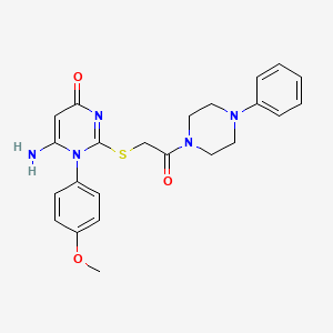 molecular formula C23H25N5O3S B6495525 6-amino-1-(4-methoxyphenyl)-2-{[2-oxo-2-(4-phenylpiperazin-1-yl)ethyl]sulfanyl}-1,4-dihydropyrimidin-4-one CAS No. 872629-94-2