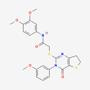 molecular formula C23H23N3O5S2 B6495526 N-(3,4-dimethoxyphenyl)-2-{[3-(3-methoxyphenyl)-4-oxo-3H,4H,6H,7H-thieno[3,2-d]pyrimidin-2-yl]sulfanyl}acetamide CAS No. 877655-18-0
