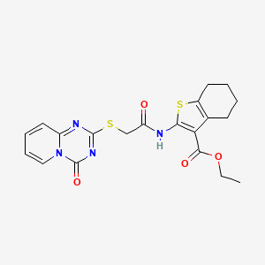molecular formula C20H20N4O4S2 B6495546 ethyl 2-[2-({4-oxo-4H-pyrido[1,2-a][1,3,5]triazin-2-yl}sulfanyl)acetamido]-4,5,6,7-tetrahydro-1-benzothiophene-3-carboxylate CAS No. 896329-07-0