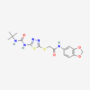 N-(2H-1,3-benzodioxol-5-yl)-2-({5-[(tert-butylcarbamoyl)amino]-1,3,4-thiadiazol-2-yl}sulfanyl)acetamide