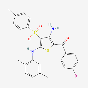 molecular formula C26H23FN2O3S2 B6495563 N2-(2,5-dimethylphenyl)-5-(4-fluorobenzoyl)-3-(4-methylbenzenesulfonyl)thiophene-2,4-diamine CAS No. 890822-65-8