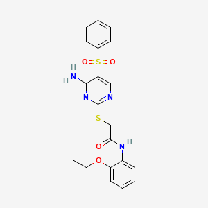 molecular formula C20H20N4O4S2 B6495576 2-{[4-amino-5-(benzenesulfonyl)pyrimidin-2-yl]sulfanyl}-N-(2-ethoxyphenyl)acetamide CAS No. 894945-80-3